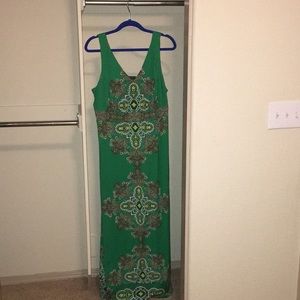 Green Paisley Print Dress with Accents